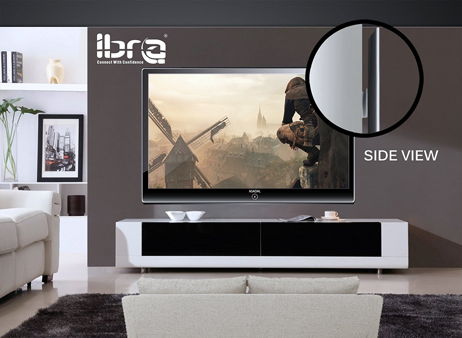 IBRA Ultra Slim Wall Mount Bracket System for Samsung, LG and Philips LED TV. Fits most 13" to 70" Screens